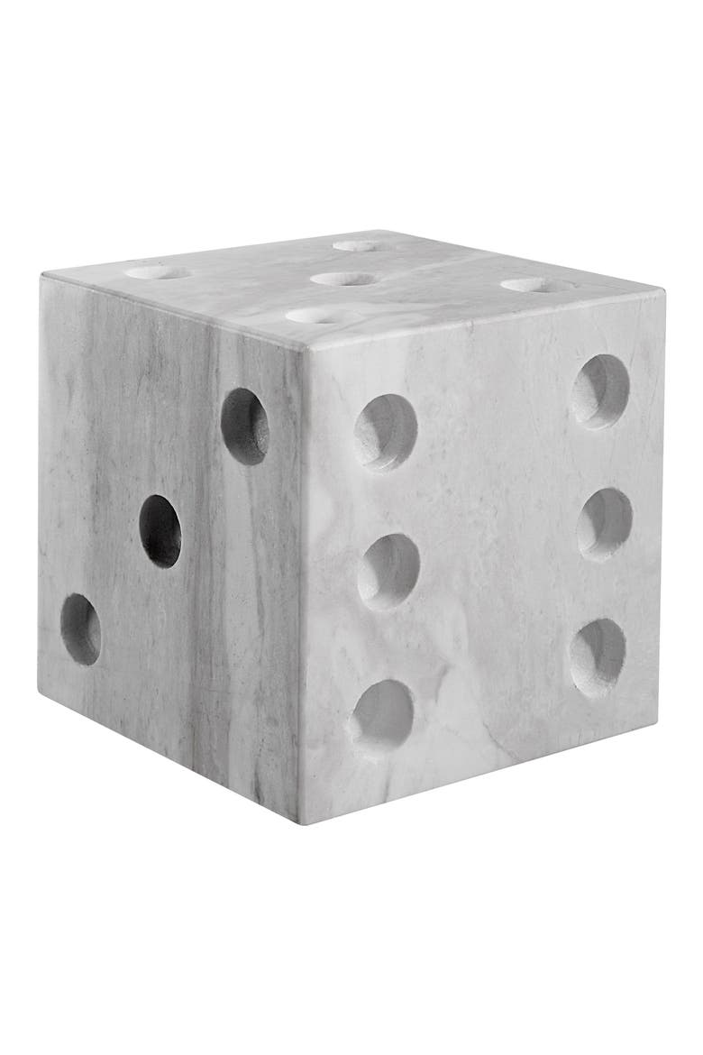 Decorative Marble Dice Sculpture, Main, color, WHITE