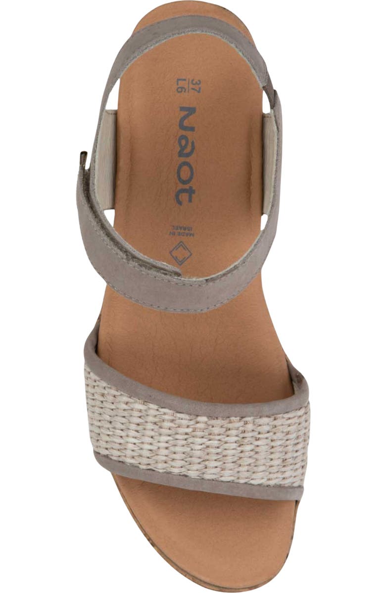 Naot Summer Wedge Sandal, Alternate, color, Stone Nbk W/ Raffia