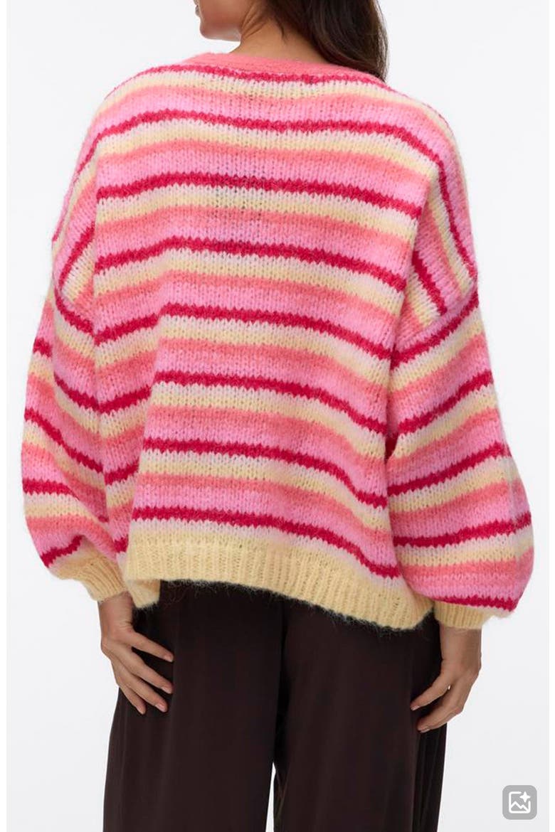 Maybe Stripe Open Front Cardigan, Alternate, color, CHINTZ ROSE STRIPES GOLDEN HAZ