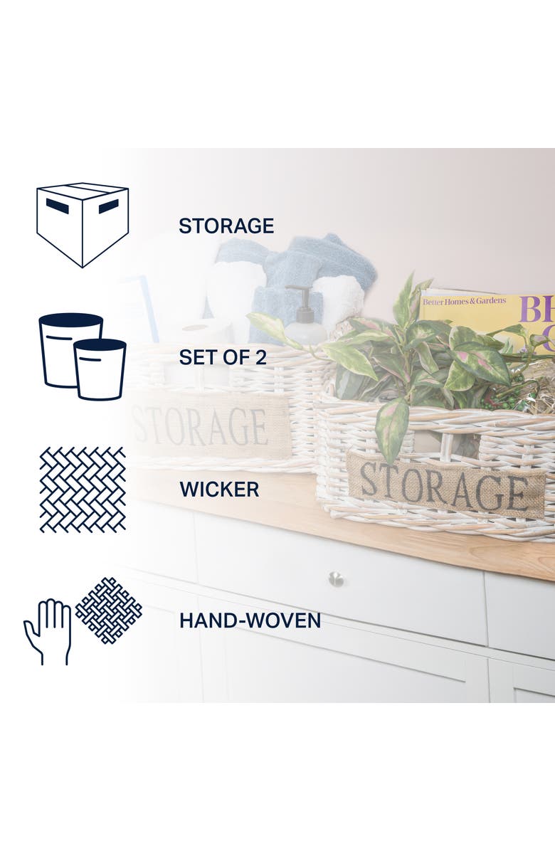 HAPPIMESS Reed Southwestern Hand-Woven Rattan Nesting Baskets with Handles, Alternate, color, White Wash/Kubu Gray