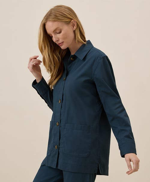 Pact Organic Cotton Daily Twill Oversized Lightweight Jacket In French Navy