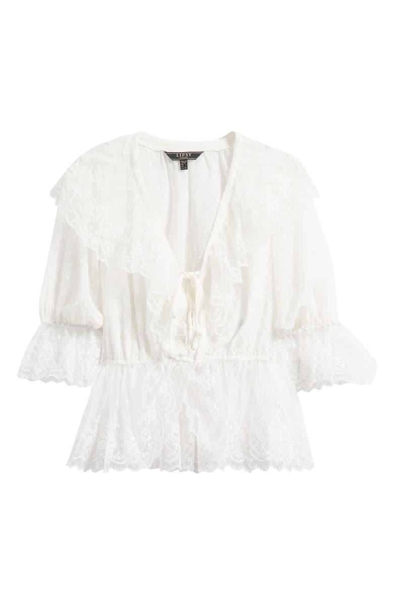 Lipsy Lace Dobby Shirt, Alternate, color, White