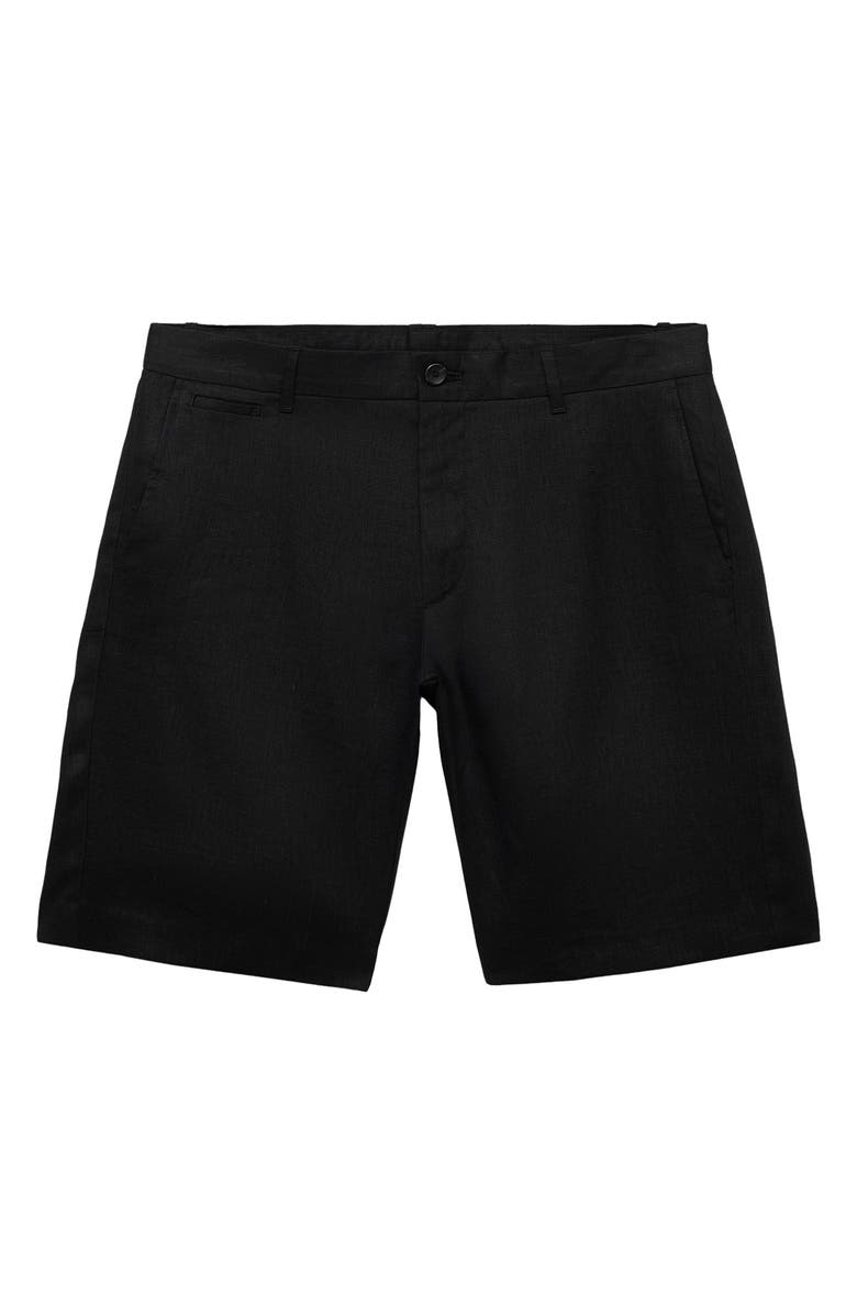 MANGO Slim Fit Flat Front Linen Bermuda Chino Shorts, Alternate, color, 