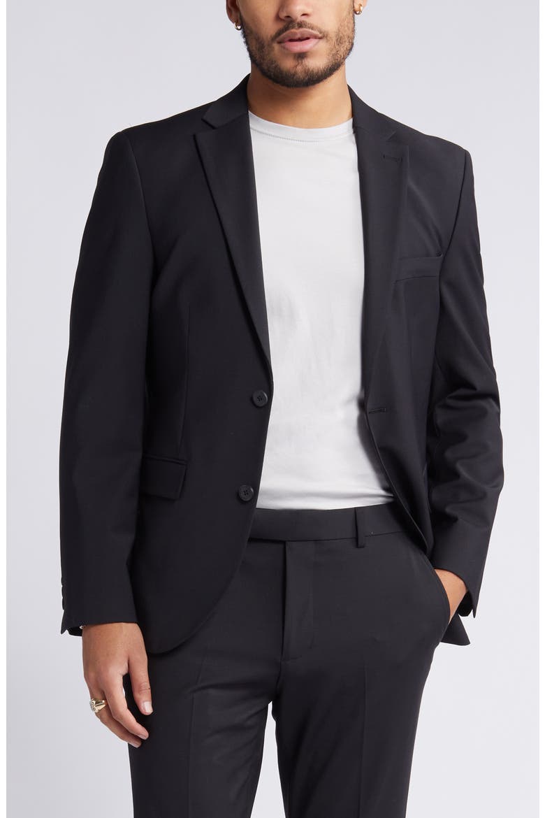 Solid Slim Fit Wool Blend Sport Coat, Main, color, BLACK