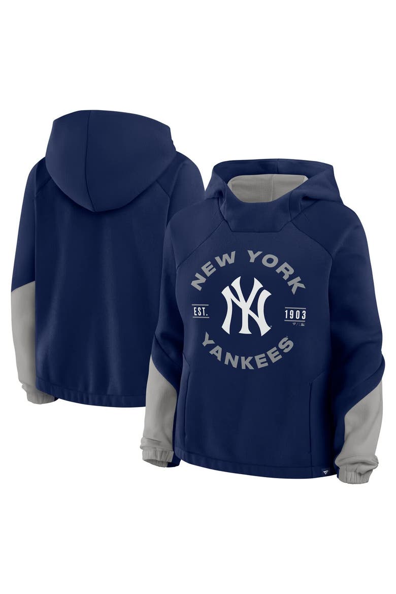 Women's Fanatics Navy New York Yankees Oversized Time to Win Pullover Hoodie, Main, color, Navy