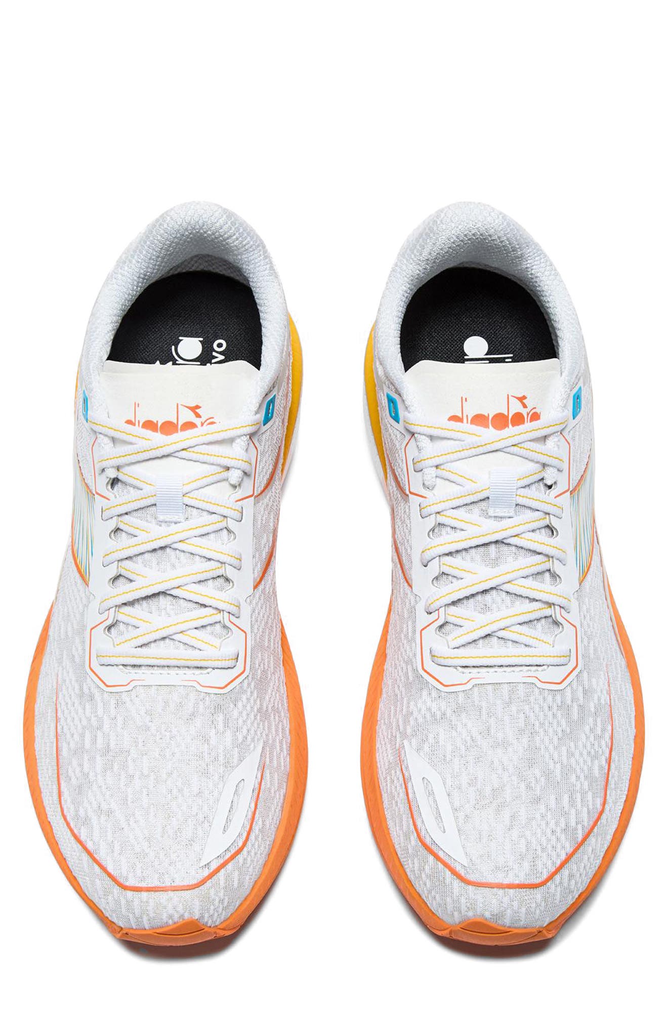 Diadora Mythos Blushield Volo 5 Sneaker, Alternate, color, White/ Nectarine/ Lemon Chrome