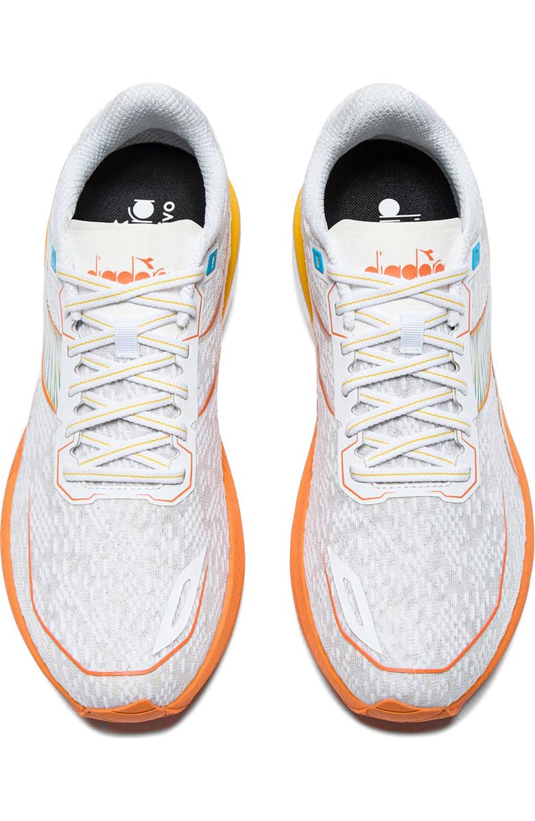 Diadora Mythos Blushield Volo 5 Sneaker, Alternate, color, White/ Nectarine/ Lemon Chrome
