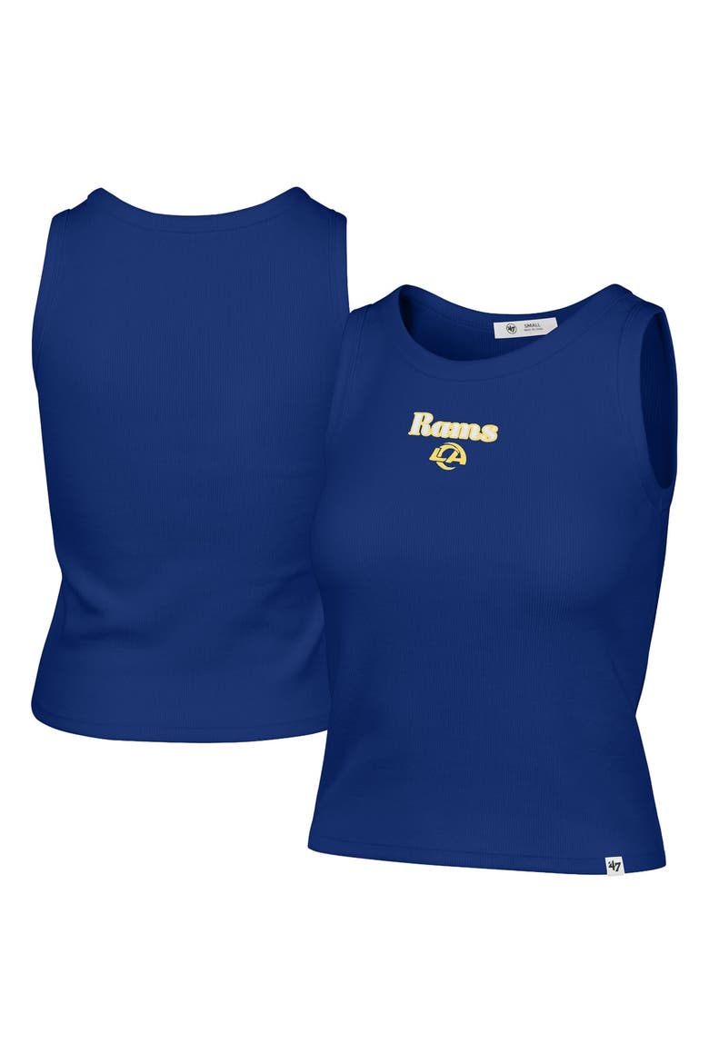 Women's '47  Royal Los Angeles Rams Cropped Straight Cut Ribbed Baby Tank Top, Main, color, Royal
