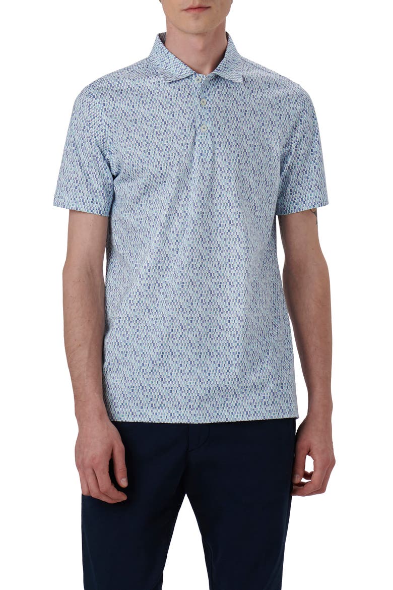 Victor OoohCotton® Tile Print Polo, Main, color, PEACOCK