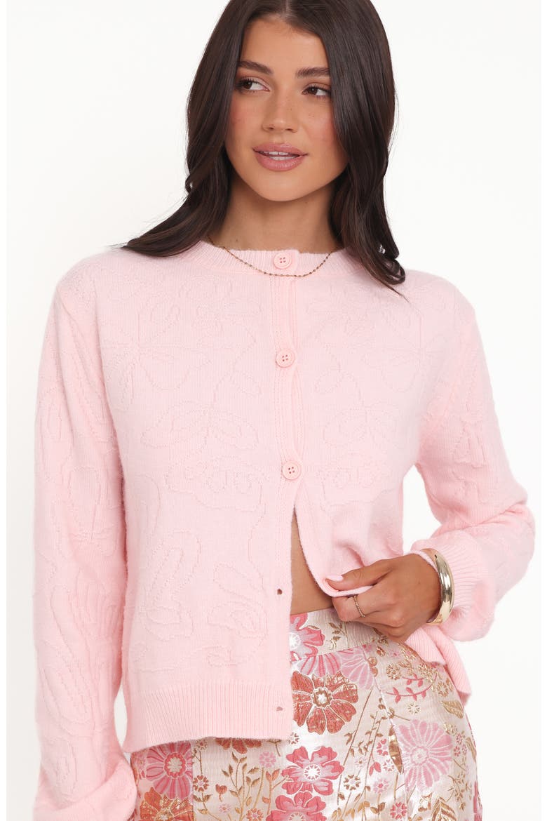 Floral Jacquard Cardigan, Alternate, color, PINK