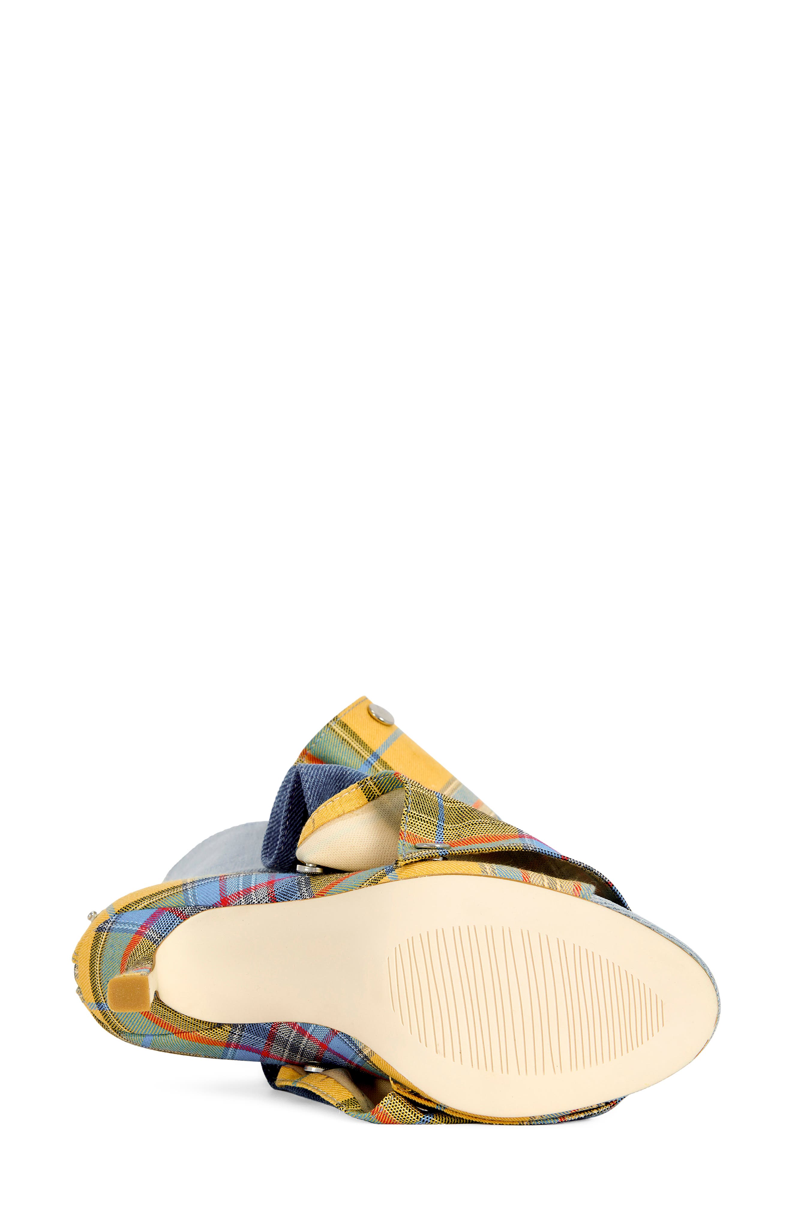 AZALEA WANG Birdsong Open Toe Denim Bootie, Alternate, color, Yellow Multi