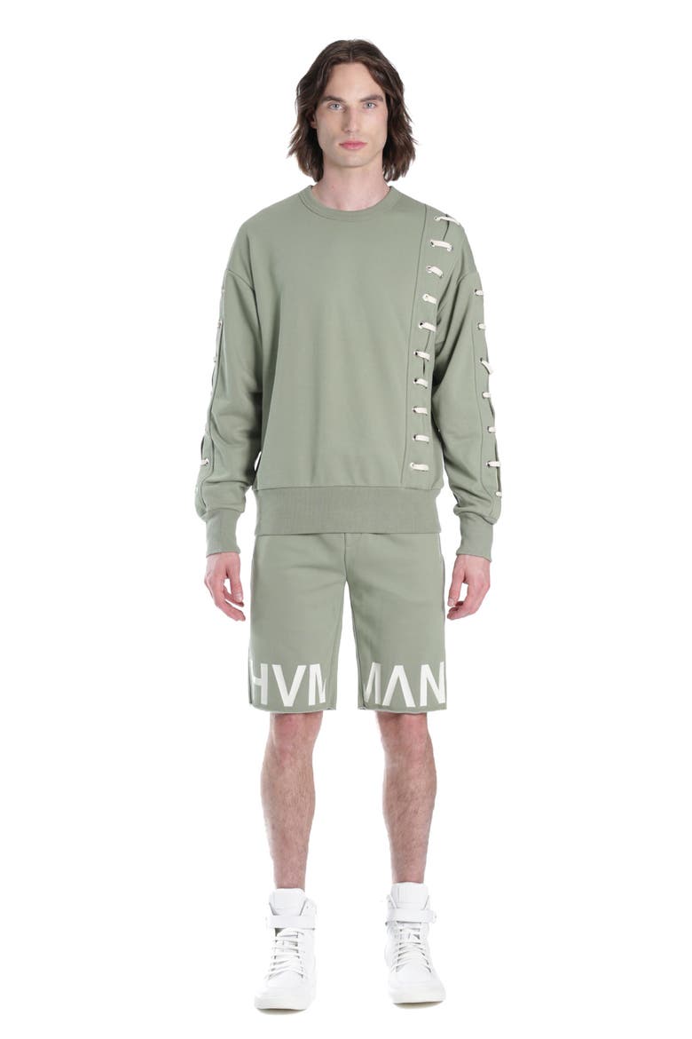 Lace-Up Sweatshirt, Alternate, color, GREEN LACE