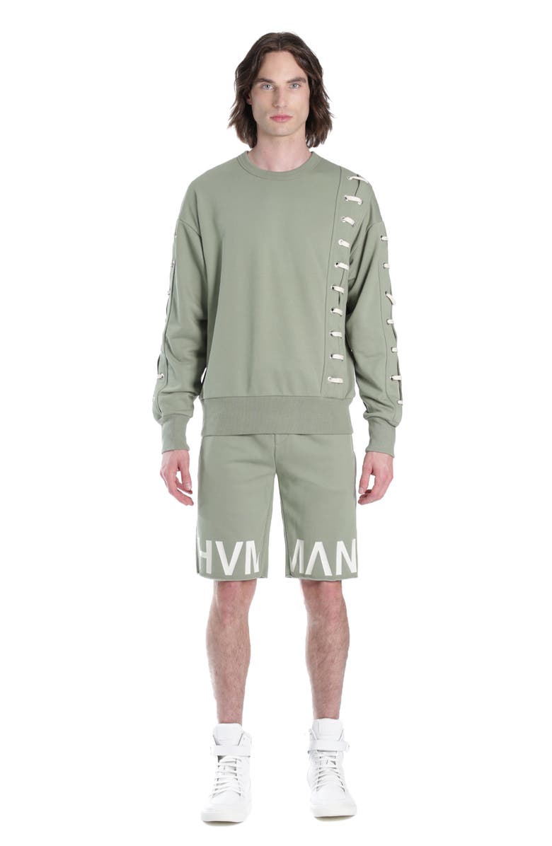 HVMAN Lace-Up Sweatshirt, Alternate, color, Green Lace