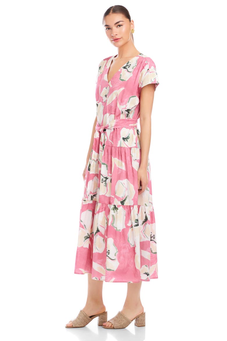 Kristine Floral Tiered Cotton Midi Dress, Alternate, color, FLORAL PRINT