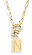 Mint & Lily Pave Initial Pendant with Paperclip Chain Necklace