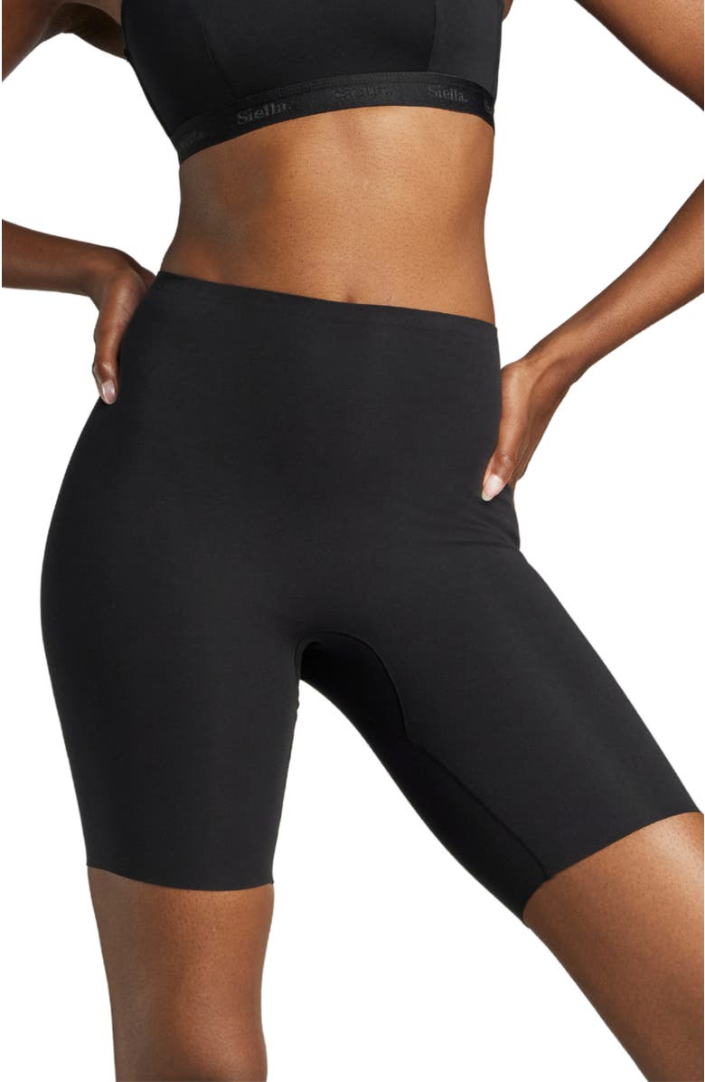 Siella Organic Cotton No-Show Mid-Thigh Short, Main, color, Black