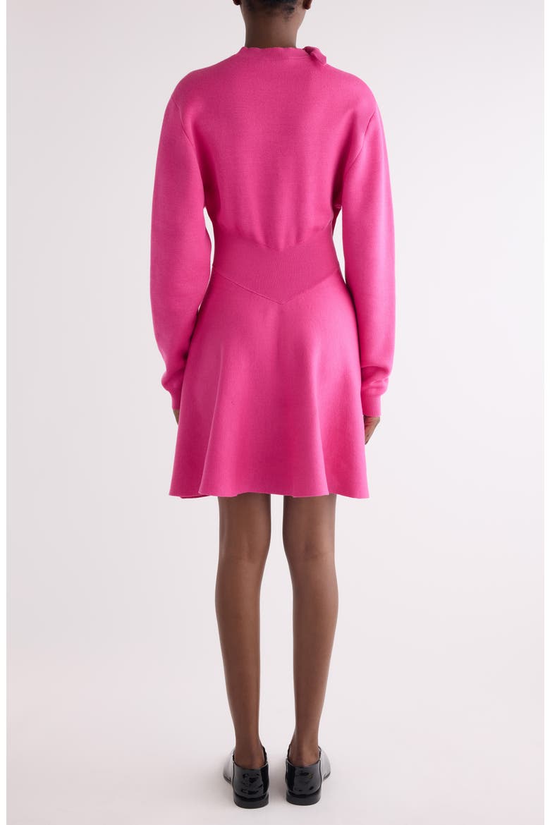 Long Sleeve Bow Wool & Cotton Blend Sweater Dress, Alternate, color, FUCHSIA