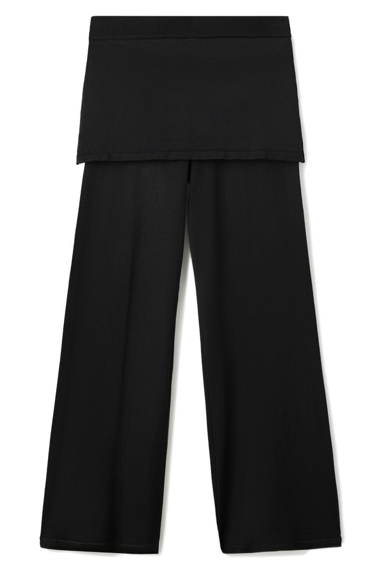 Foldover Knit Wide Leg Pants, Alternate, color, BLACK