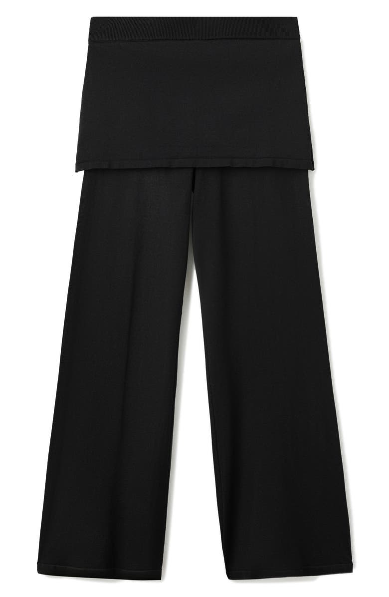 MANGO Foldover Knit Wide Leg Pants, Main, color, 