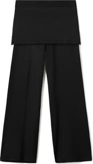 MANGO Foldover Knit Wide Leg Pants