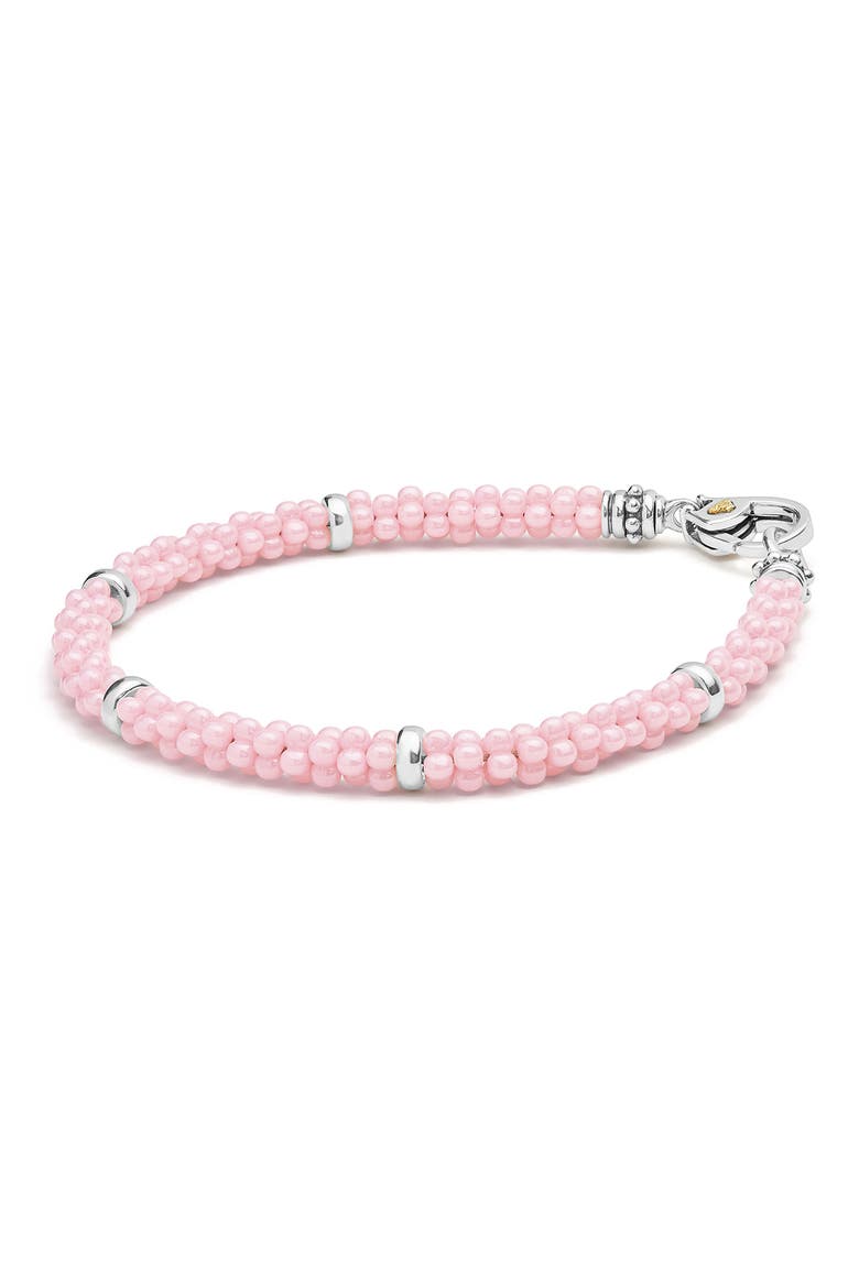 Signature Pink Caviar Beaded Station Bracelet, Alternate, color, PINK