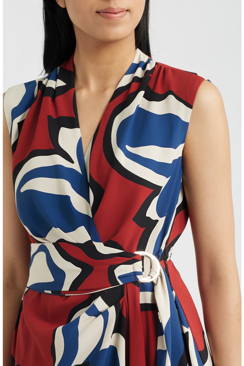 Surplice Wrap Midi Dress, Alternate, color, RUST MULTI