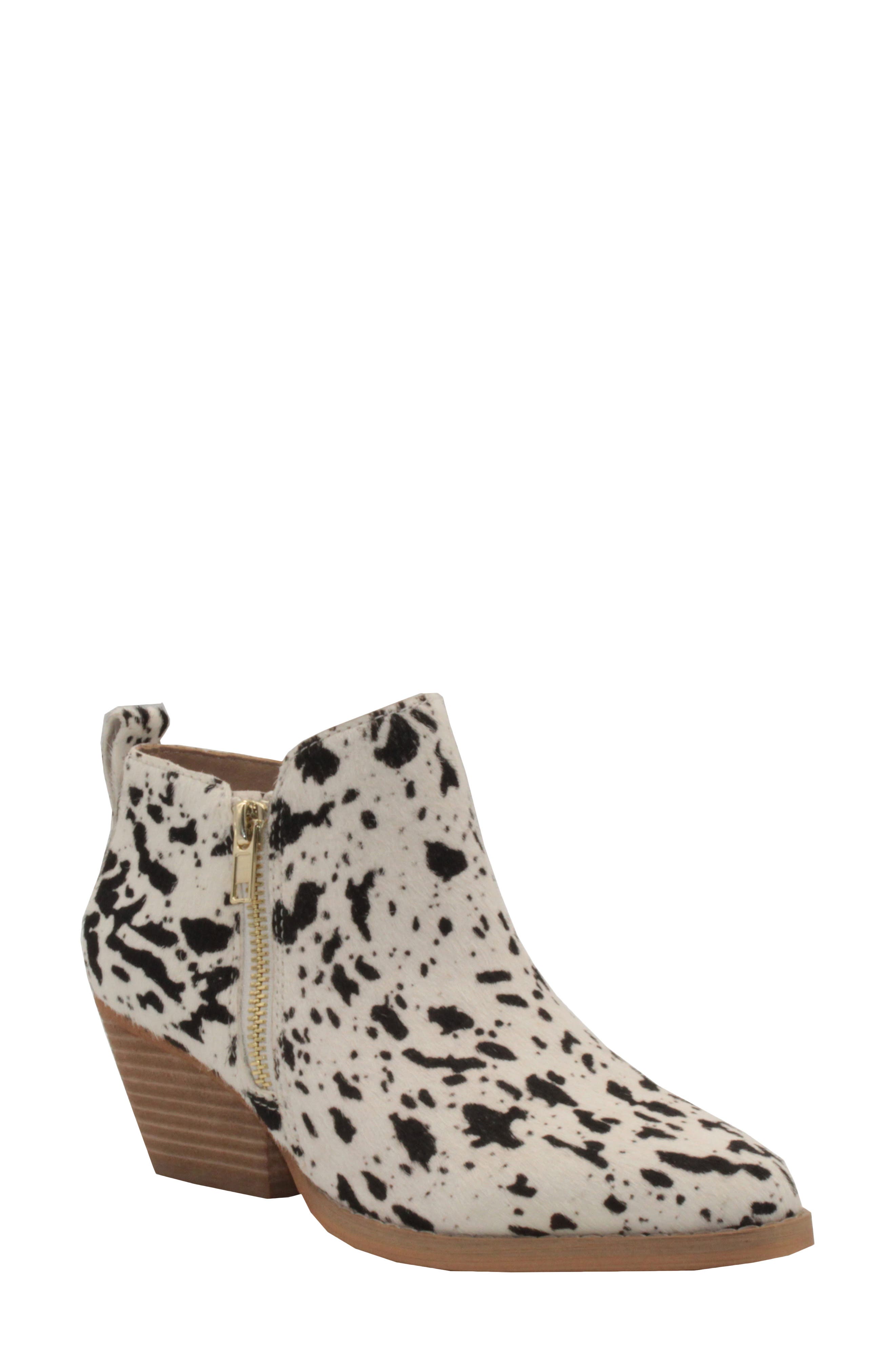 Gracemont Bootie, Main, color, CHOCOLATE CHIP SPOTS CALF HAIR