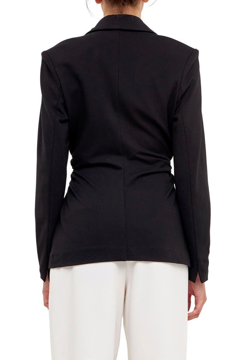 Ruched Blazer, Alternate, color, BLACK
