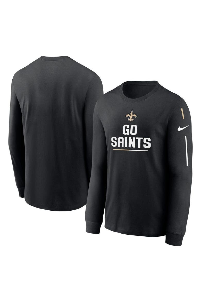 Men's Nike Black New Orleans Saints Team Slogan Long Sleeve T-Shirt, Main, color, Black