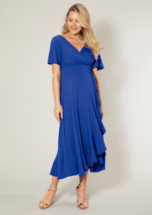 Tiffany Rose Maternity Waterfall Midi Maternity Dress In Blue