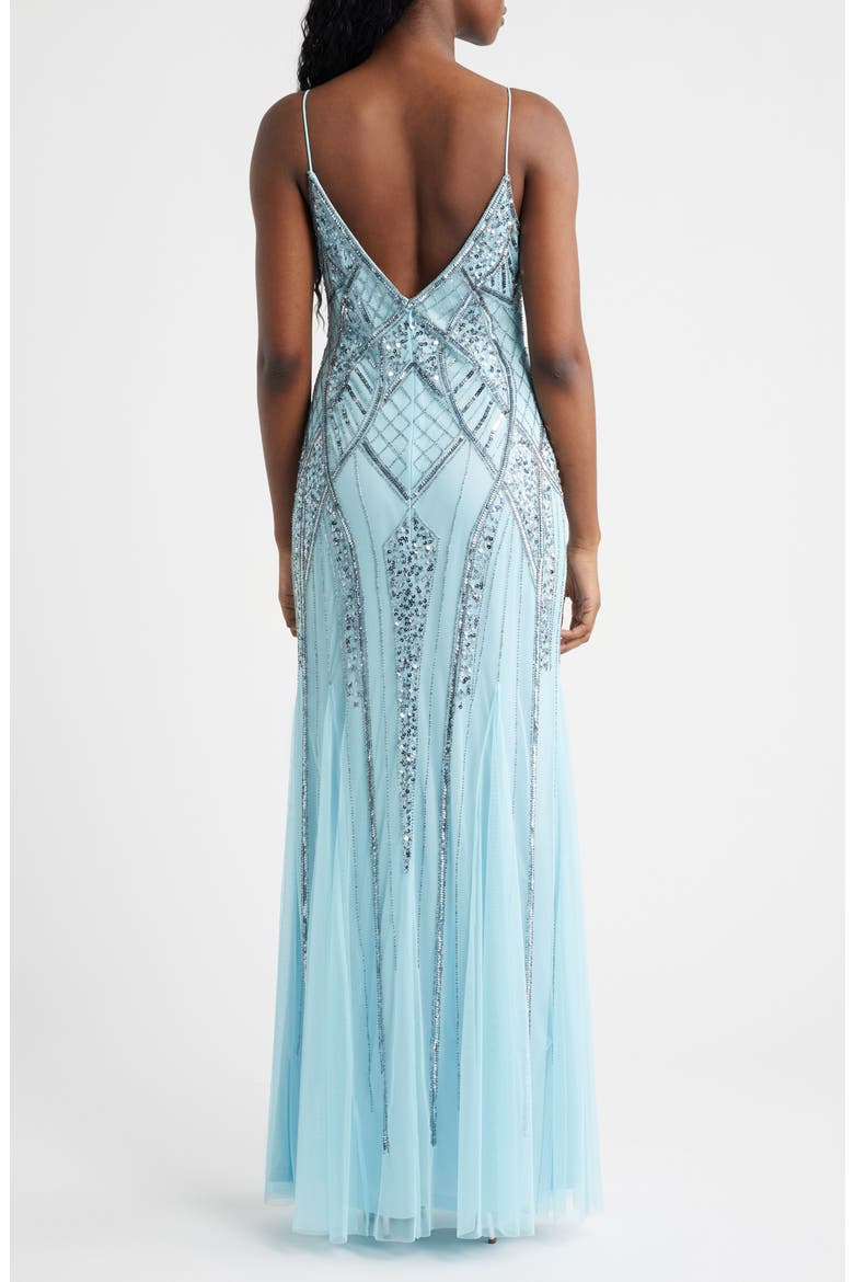 Beaded A-Line Gown, Alternate, color, AQUA