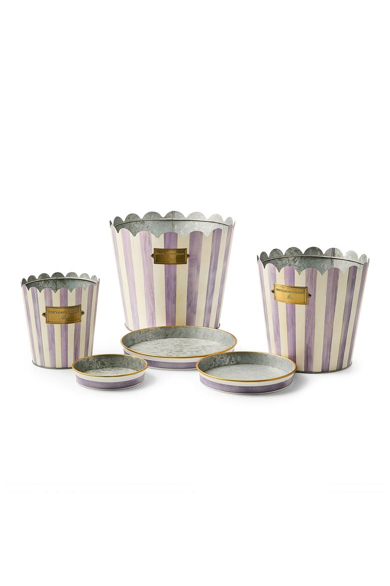 Viloet Stripe Set of 3 Pots & Saucers, Alternate, color, VIOLET