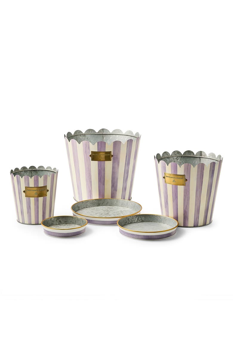 MACKENZIE CHILDS Viloet Stripe Set of 3 Pots & Saucers, Alternate, color, Violet