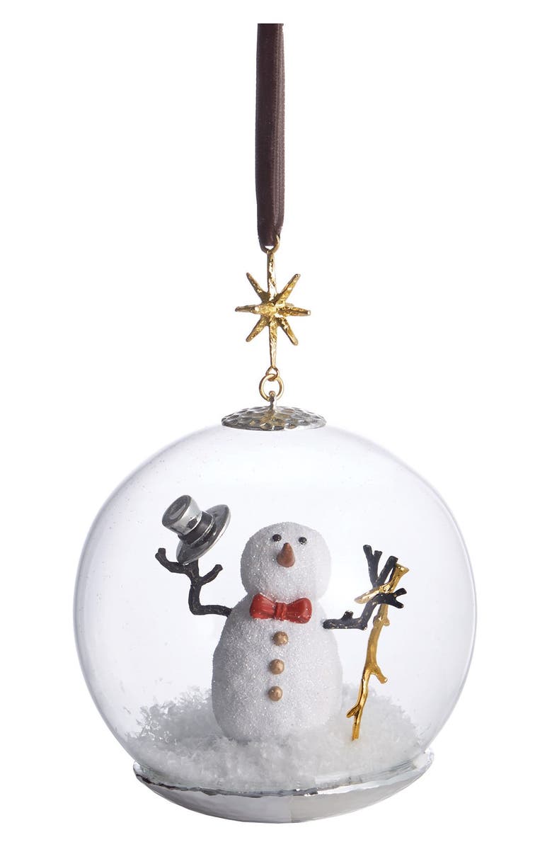 Michael Aram Snowman Snow Globe Ornament, Main, color, Metallic Silver/ Gold