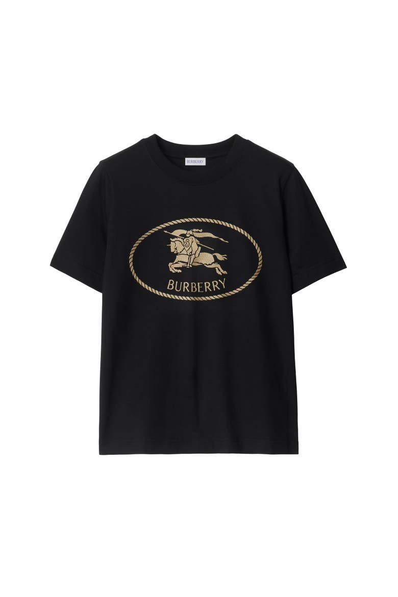 Knight Stamp Cotton T-shirt, Alternate, color, Black