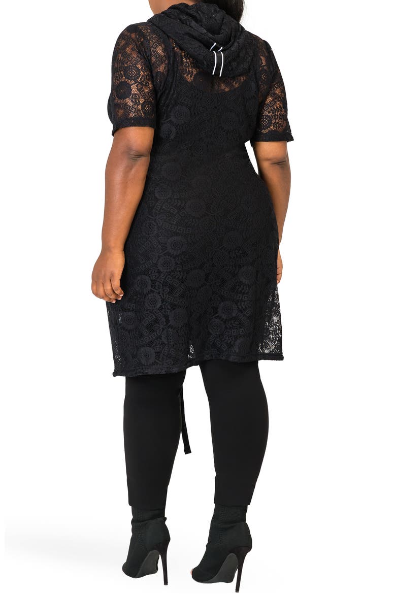 Kenny Zip-Up Sheer Lace Hooded Jacket, Alternate, color, BLACK