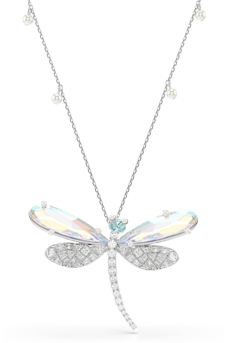 x Ariana Grande Capsule Dragonfly Faux Pearl Necklace, Main, color, SILVER/ MULTI