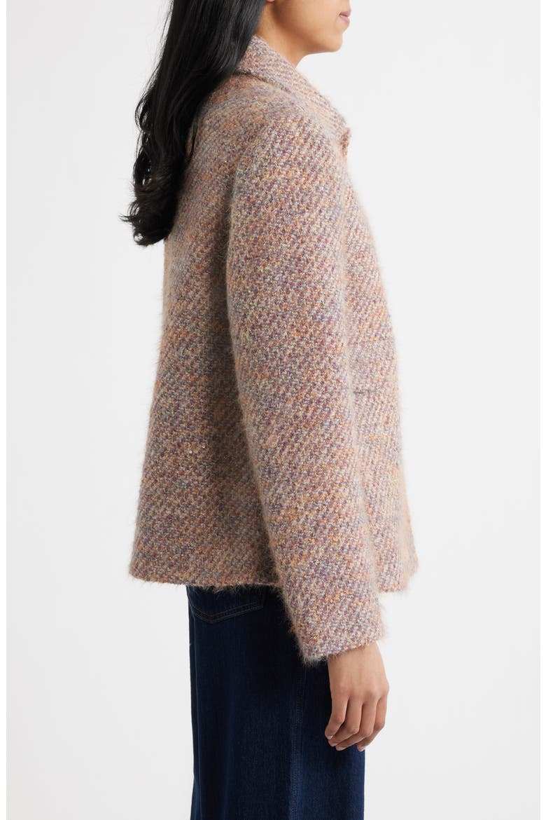 Sequin Tweed Swing Jacket, Alternate, color, MAUVE/ GOLD