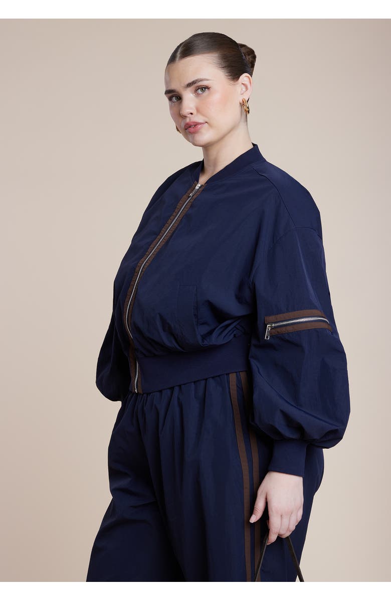 ELOQUII Nylon Track Jacket, Alternate, color, Night Sky