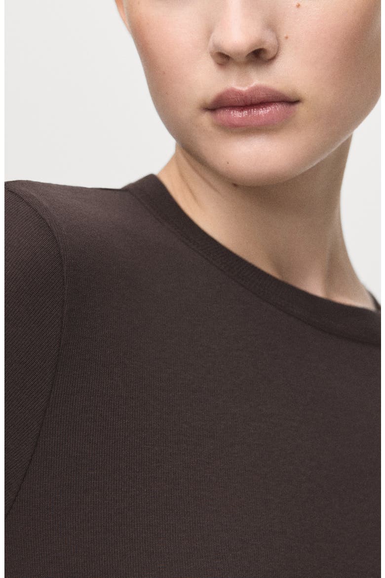 Long Sleeve Cotton Rib T-Shirt, Alternate, color, BROWN