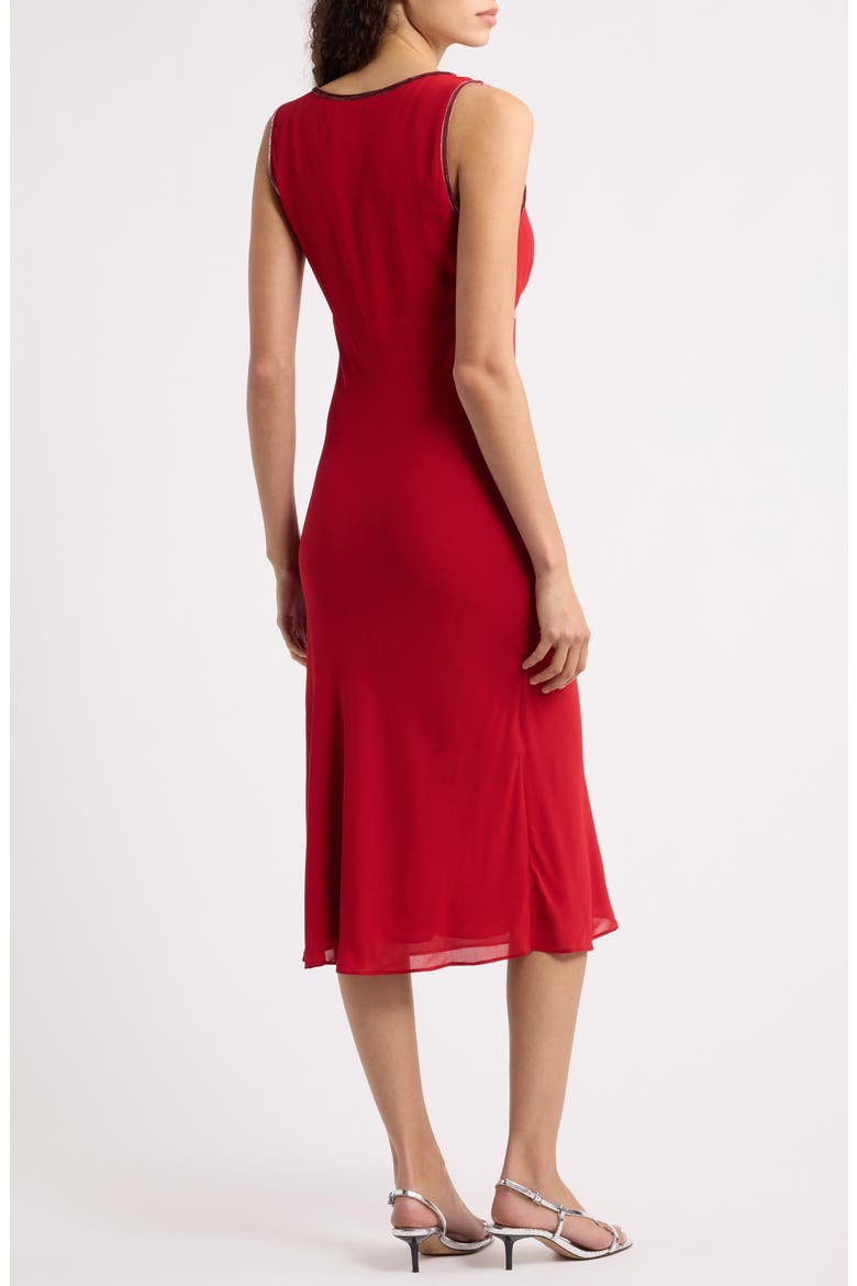 Nomi Velvet Bow Detail Midi Dress, Alternate, color, SANGRE