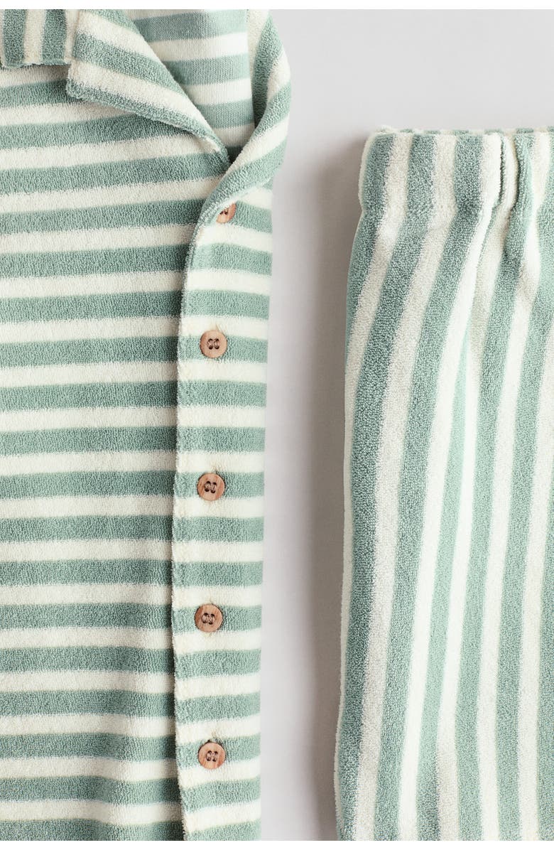 H&M 2-piece Terry Set, Alternate, color, Green/White Striped