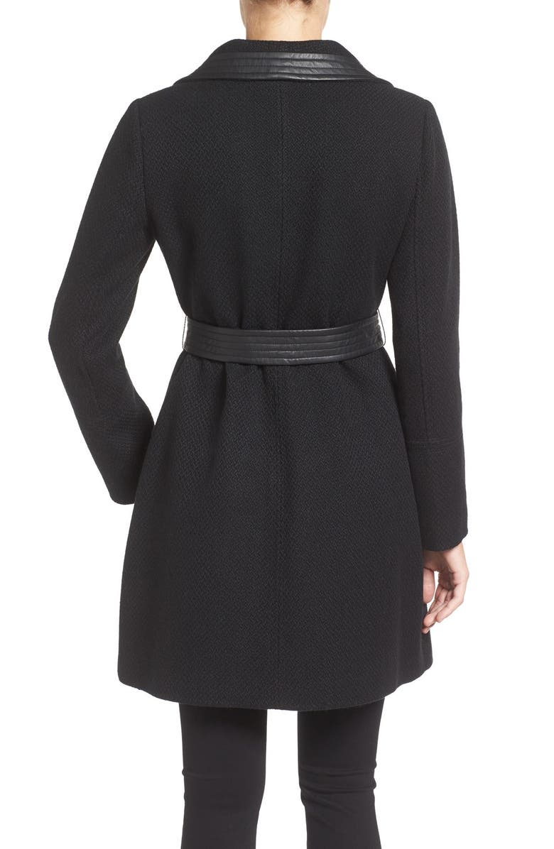 Jessica Simpson Belted Basket Weave Wrap Coat, Alternate, color, 