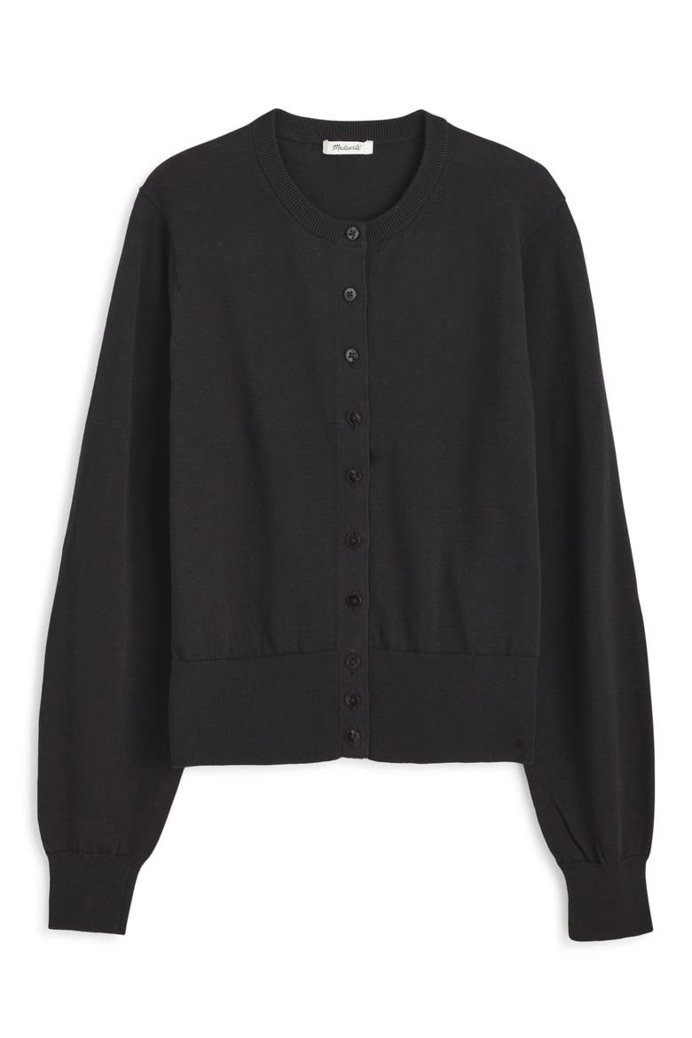 Button Front Cotton Cardigan, Alternate, color, JET BLACK