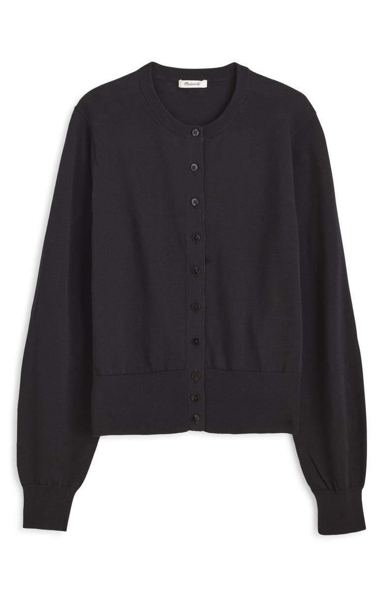 Madewell Button Front Cotton Cardigan, Alternate, color, Jet Black