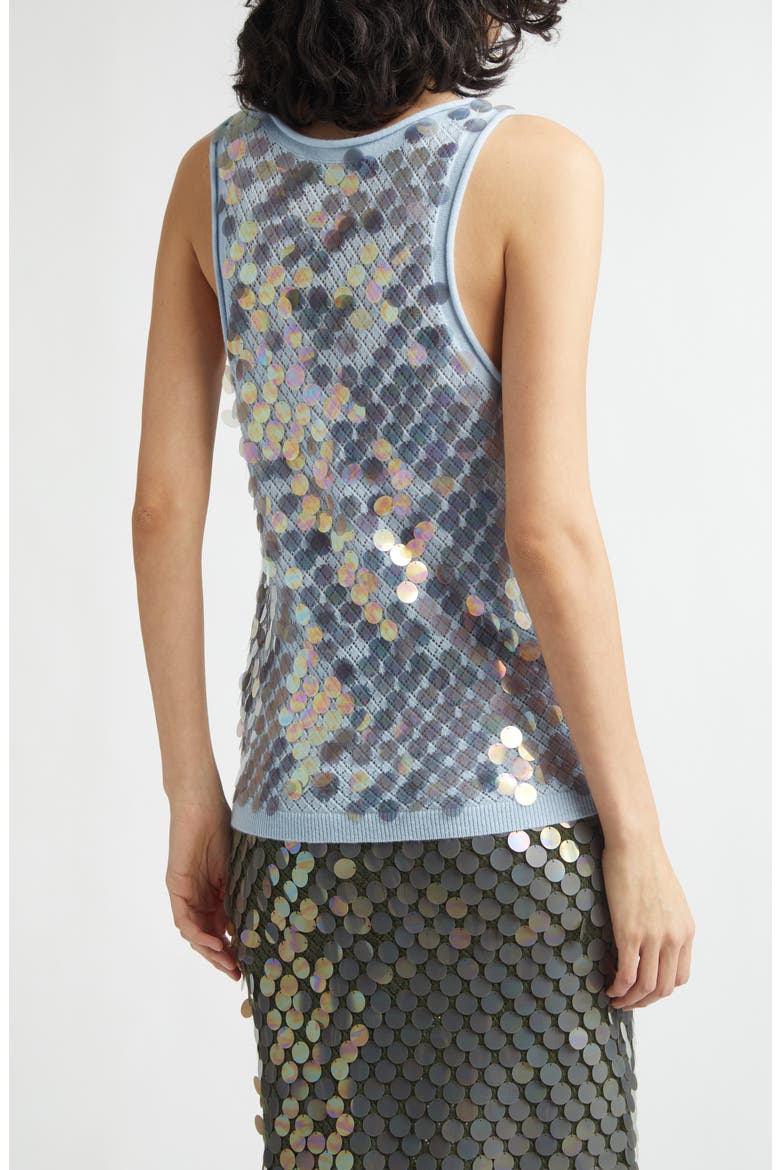 Lutecia Pointelle Knit Paillette Merino Wool & Cashmere Sweater Tank, Alternate, color, ICE