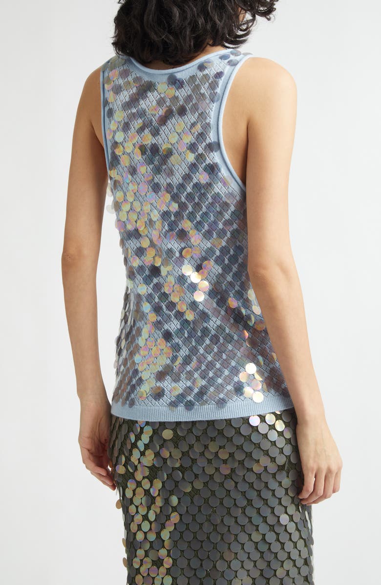 ZANKOV Lutecia Pointelle Knit Paillette Merino Wool & Cashmere Sweater Tank, Alternate, color, Ice