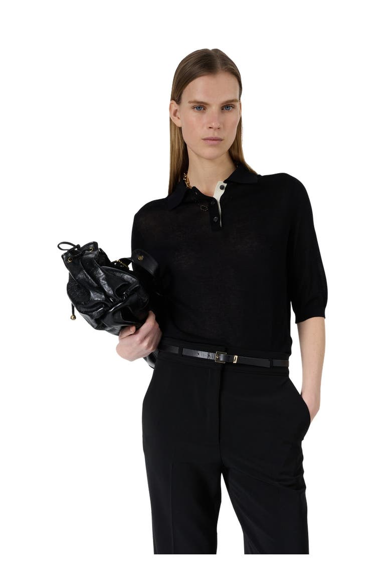 Laika Short Sleeve Knit Polo Top, Main, color, Black