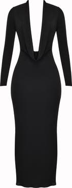 HOUSE OF CB Saskia Plunge Long Sleeve Jersey Gown