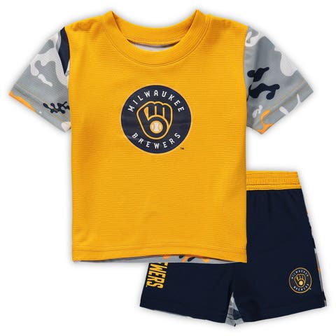 Newborn & Infant Gold/Navy Milwaukee Brewers Pinch Hitter T-Shirt & Shorts Set